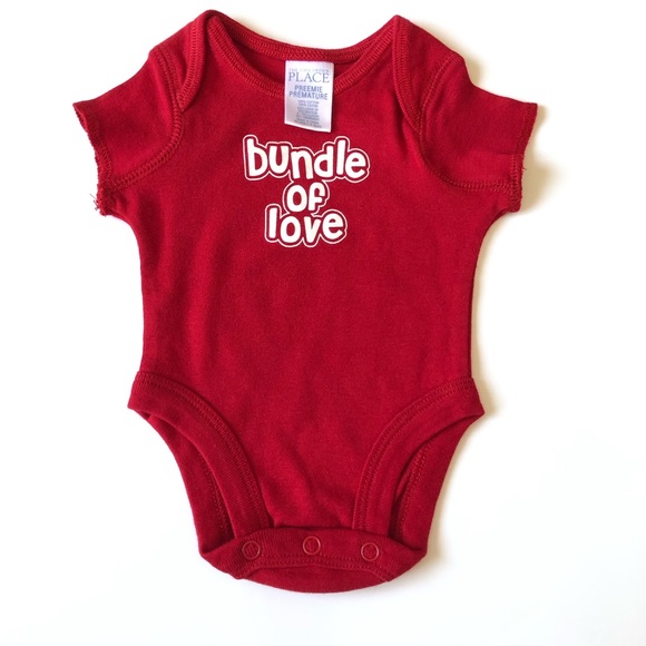 Preemie Baby One-Piece Set Red and White Onesies - Picture 2 of 12